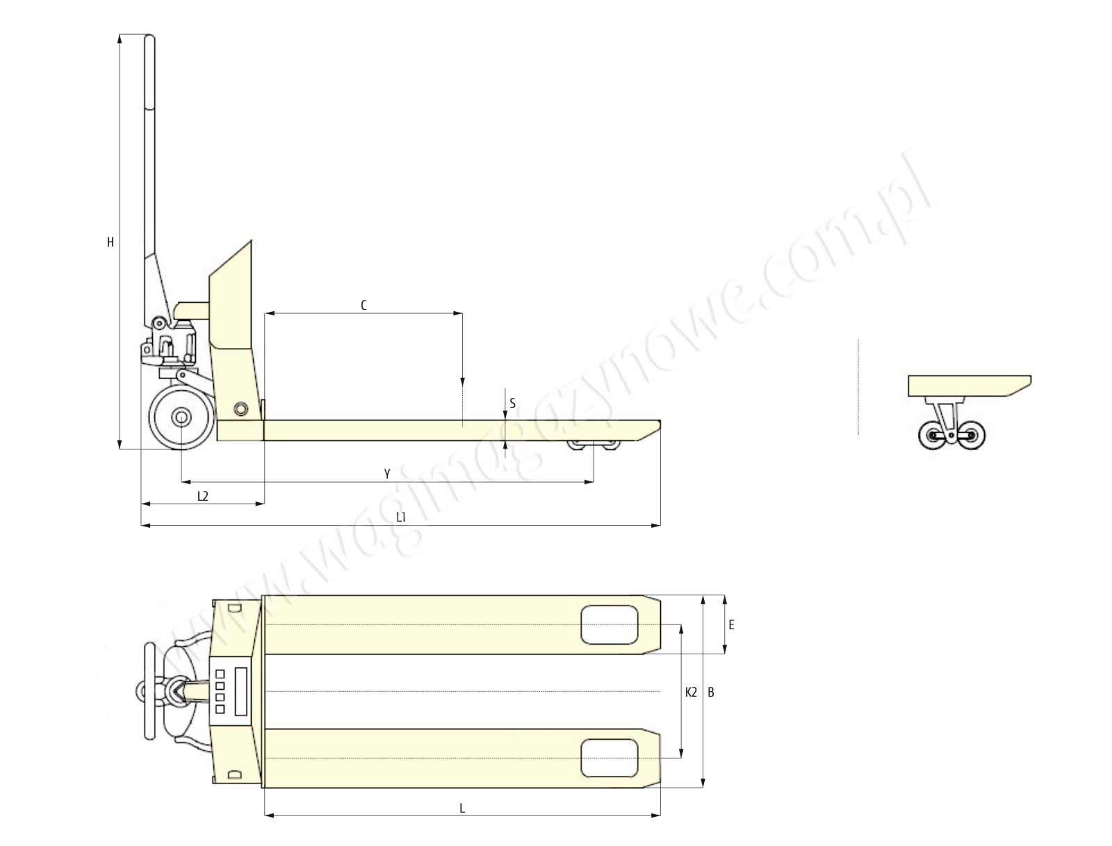 wymiary wózka paletowego z wagą