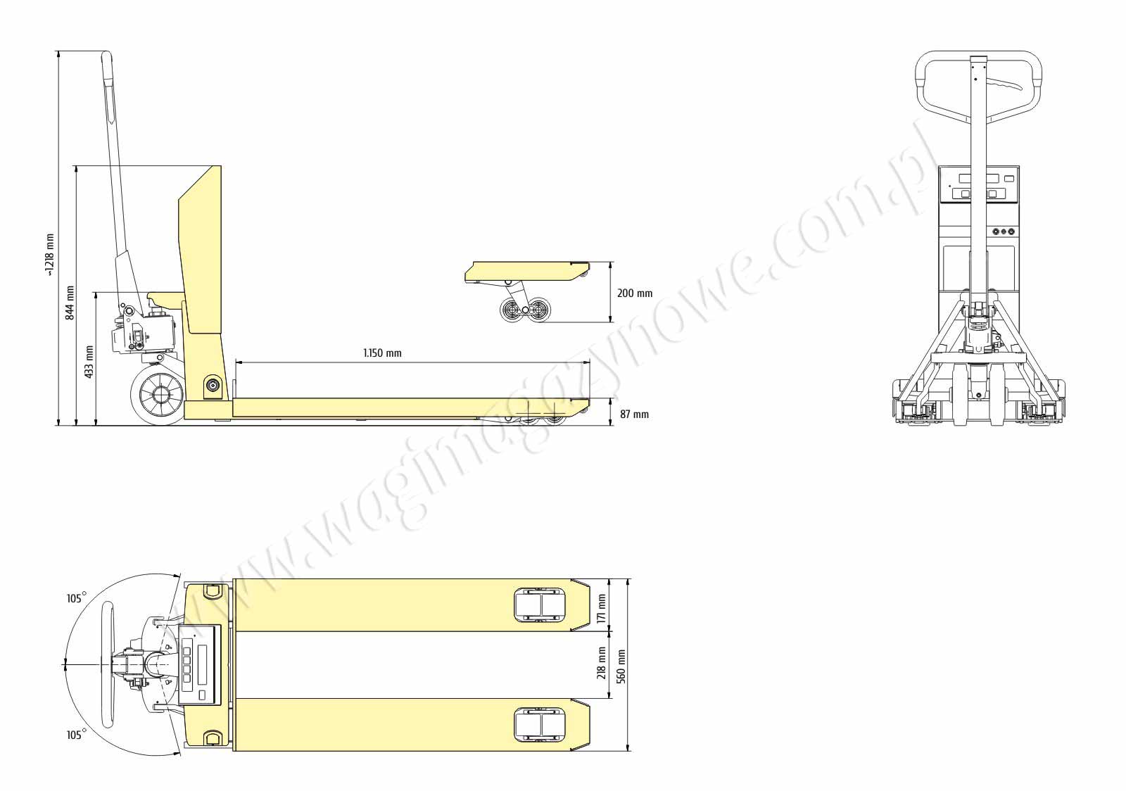 wymiary wózka paletowego z wagą